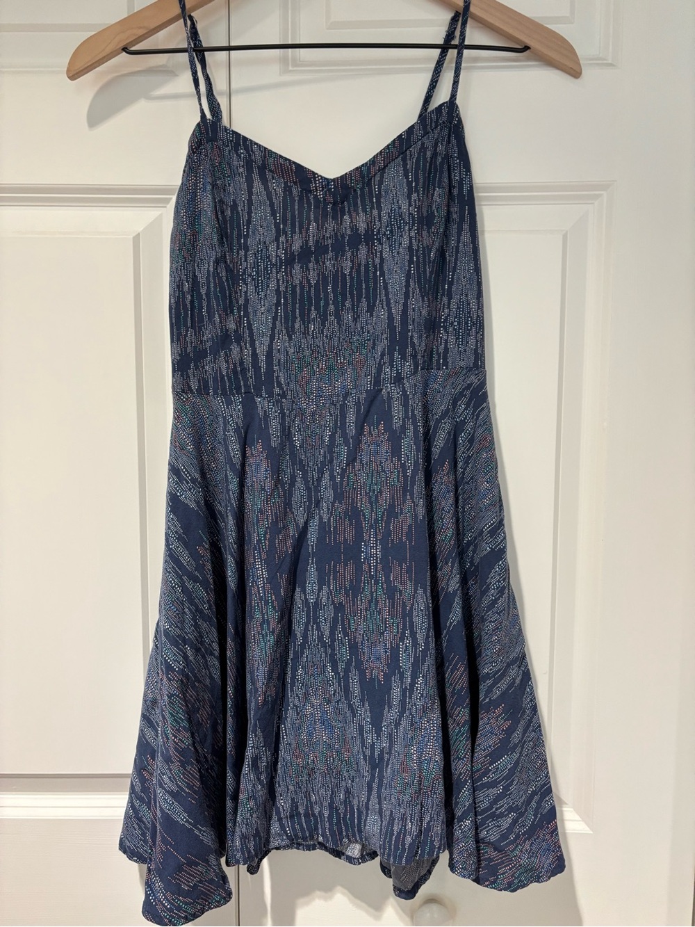 Aeropostale Navy Blue Patterned Spaghetti Strap Dress